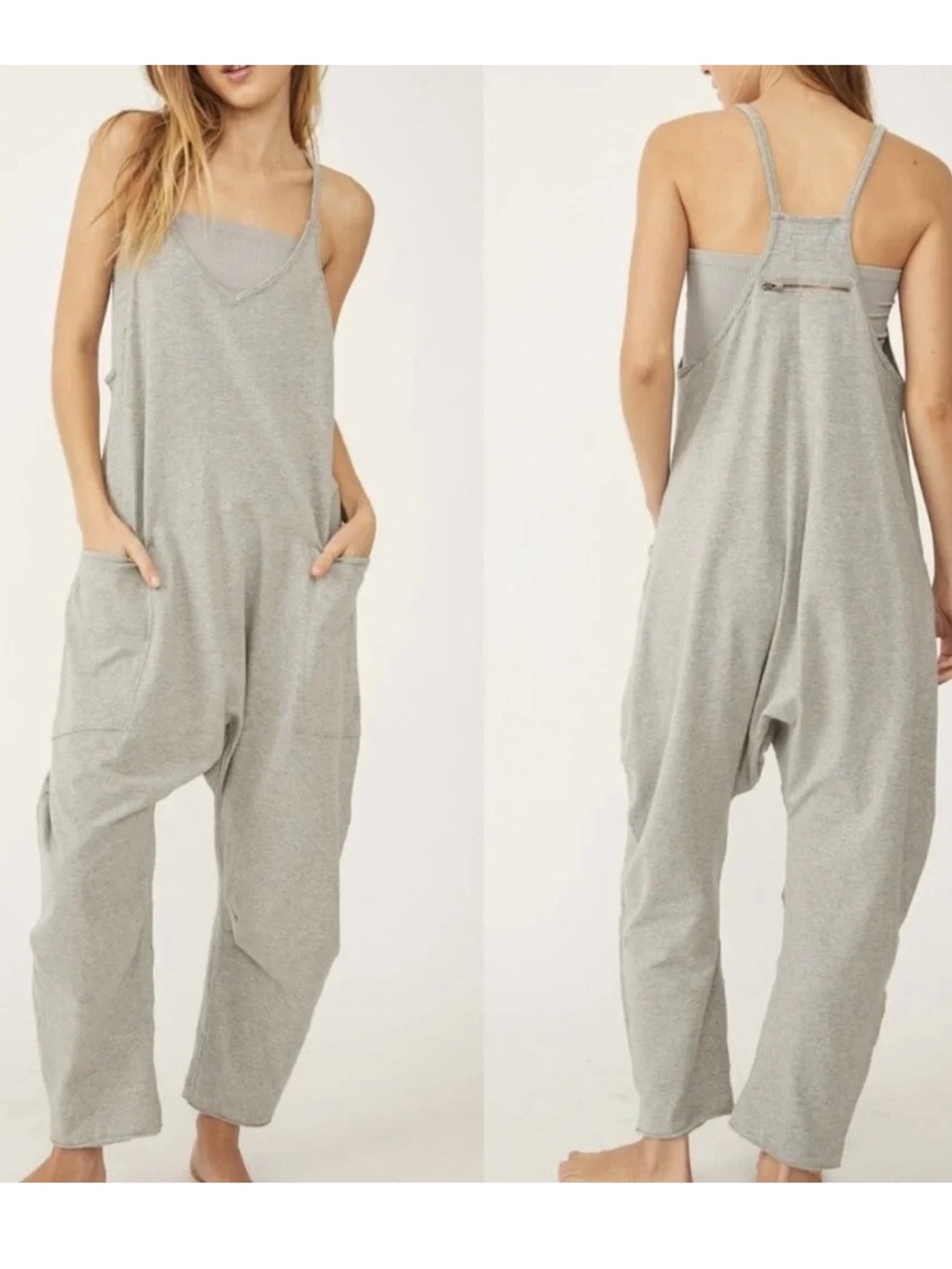 Free People Gray Hot Shot Jumpsuit